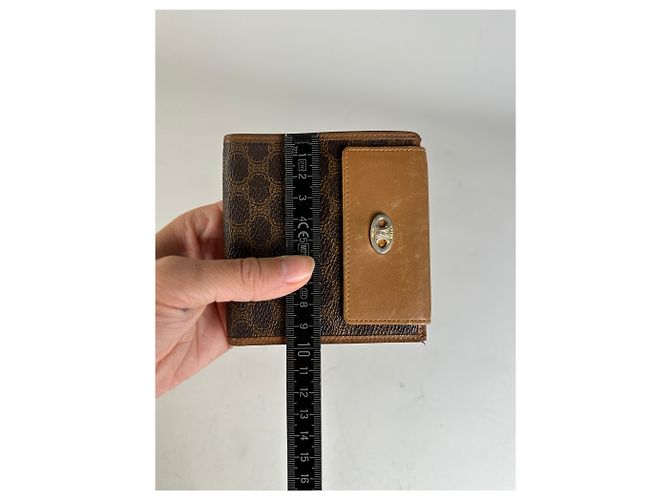 Céline Vintage Celine Coated Canvas Wallet Brown Tan Gold - view 8
