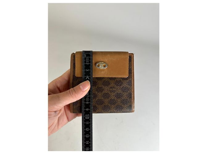 Céline Vintage Celine Coated Canvas Wallet Brown Tan Gold - view 9