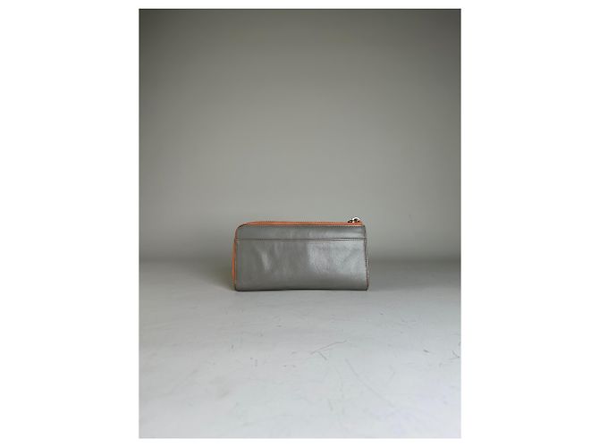 Chloé Vintage Chloe Leather Zip Wallet Grey Orange - view 10
