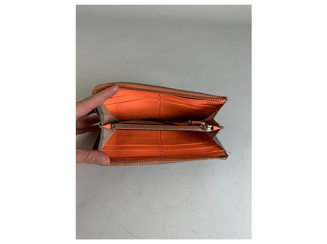 Chloé Vintage Chloe Leather Zip Wallet Grey Orange - view 3