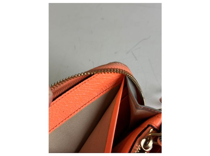 Chloé Vintage Chloe Leather Zip Wallet Grey Orange - view 5