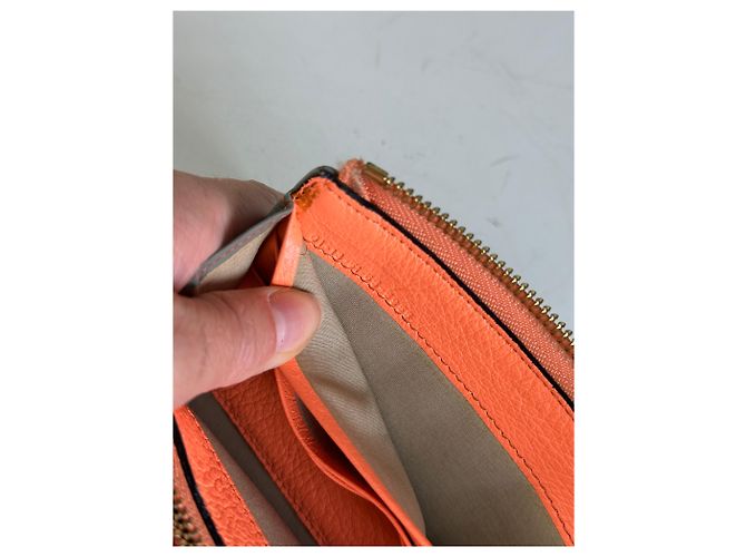 Chloé Vintage Chloe Leather Zip Wallet Grey Orange - view 6