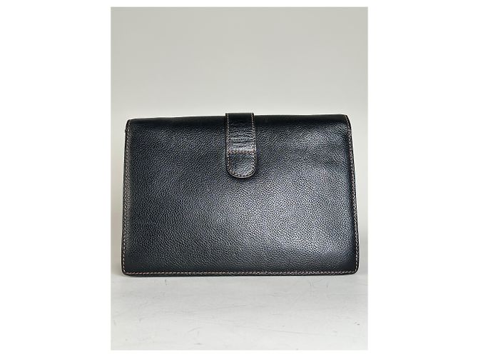 Clutch Vintage Givenchy in Pelle Nera con Chiusura Dorata Nero - vista 2