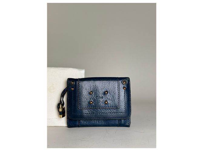 Clare Chloé Vintage Chloe Leather Wallet Navy Gold Navy blue - view 10