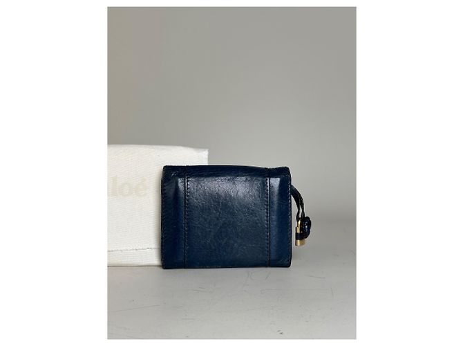 Clare Chloé Vintage Chloe Leather Wallet Navy Gold Navy blue - view 11
