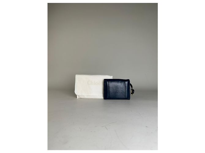 Clare Chloé Vintage Chloe Leather Wallet Navy Gold Navy blue - view 2