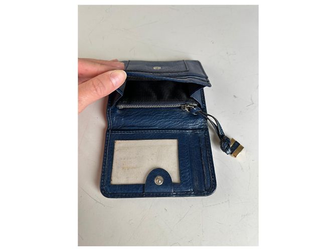 Clare Chloé Vintage Chloe Leather Wallet Navy Gold Navy blue - view 3