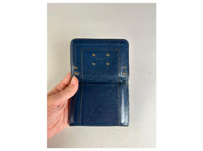 Clare Chloé Vintage Chloe Leather Wallet Navy Gold Navy blue - view 7