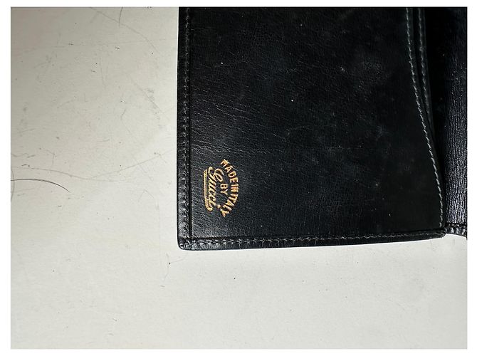 Vintage Gucci Web Stripe Leather Wallet Black Gold - view 4