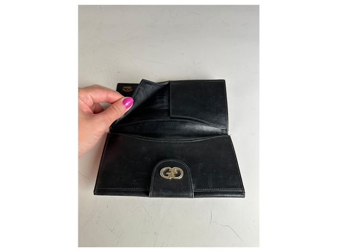 Vintage Gucci Web Stripe Leather Wallet Black Gold - view 5