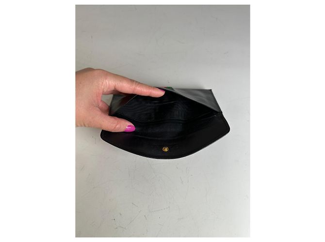 Vintage Gucci Web Stripe Leather Wallet Black Gold - view 6