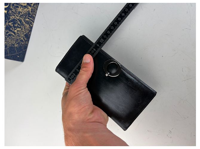 Vintage Dior Leather Wallet Black Silver-tone Clasp - view 10