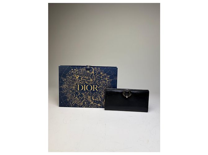 Vintage Dior Leather Wallet Black Silver-tone Clasp - view 11