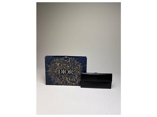 Vintage Dior Leather Wallet Black Silver-tone Clasp - view 2