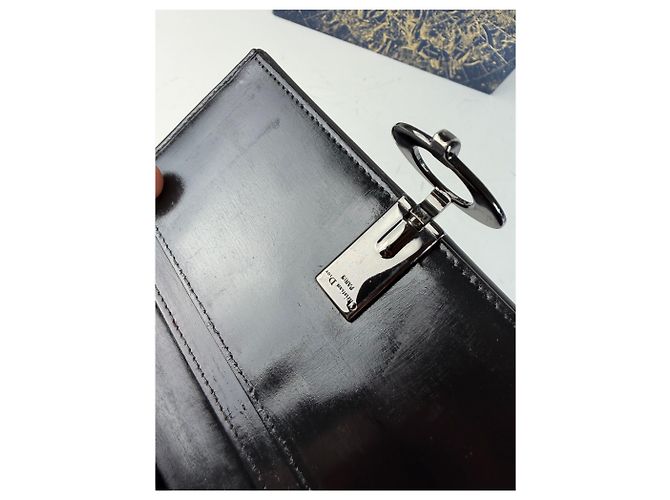 Vintage Dior Leather Wallet Black Silver-tone Clasp - view 5