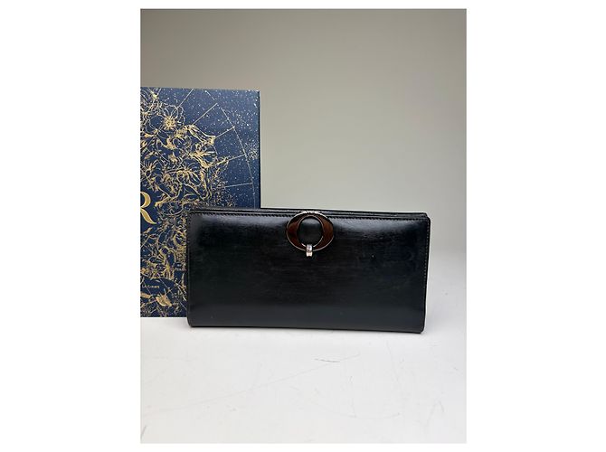 Vintage Dior Leather Wallet Black Silver-tone Clasp - view 7