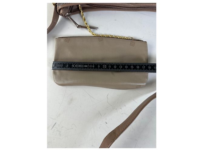 Vintage Givenchy Gestreifte Stoff-Schultertasche Braun Gold - Ansicht 13
