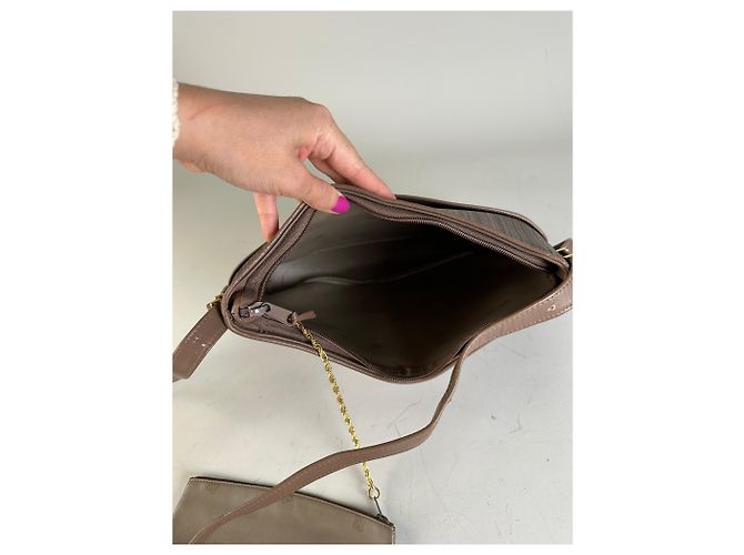 Vintage Givenchy Gestreifte Stoff-Schultertasche Braun Gold - Ansicht 4