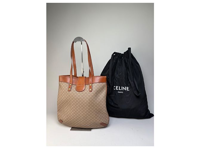 Triomphe Céline Vintage Celine Monogram Canvas Tote Beige Braun Gold - Ansicht 10