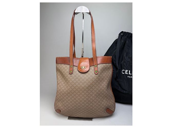 Triomphe Céline Vintage Celine Monogram Canvas Tote Beige Braun Gold - Ansicht 13