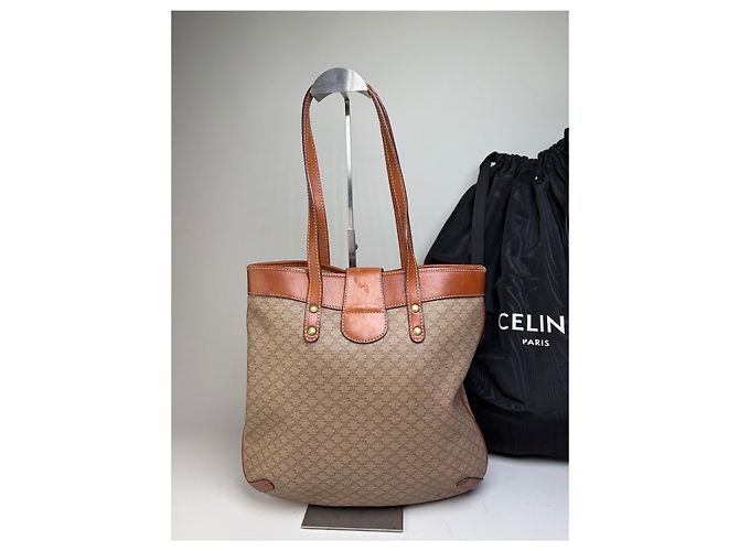 Triomphe Céline Vintage Celine Monogram Canvas Tote Beige Braun Gold - Ansicht 14