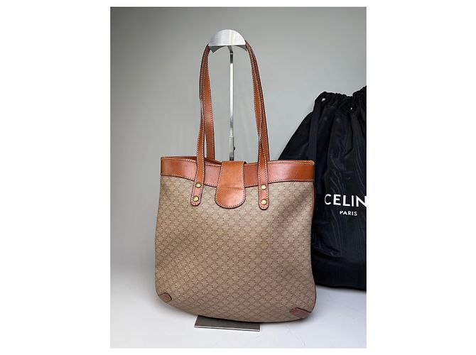 Triomphe Céline Vintage Celine Monogram Canvas Tote Beige Braun Gold - Ansicht 2