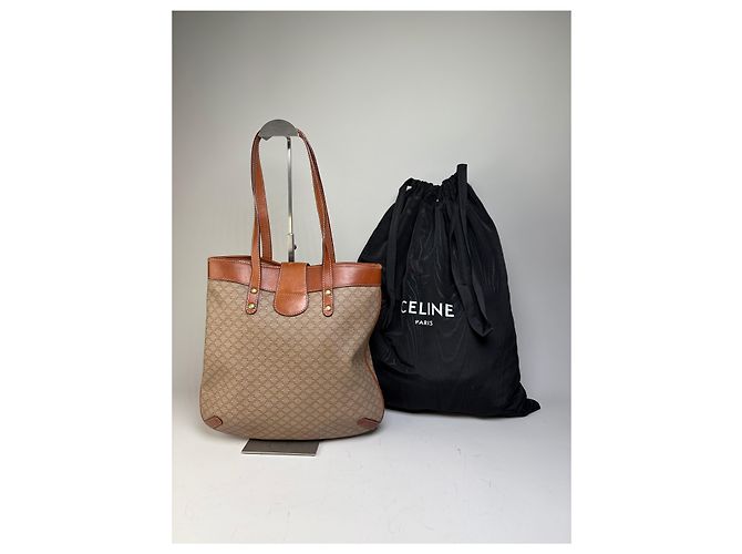 Triomphe Céline Vintage Celine Monogram Canvas Tote Beige Braun Gold - Ansicht 8