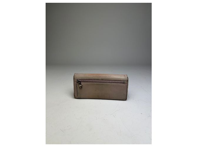 Vintage Loewe Leather Long Wallet Beige Brown Silver - view 10