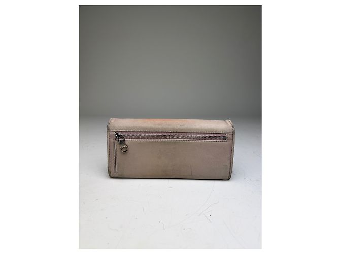 Vintage Loewe Leather Long Wallet Beige Brown Silver - view 2