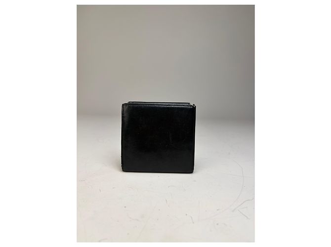 Céline Vintage Celine Leather Wallet Black Gold Snap - view 12