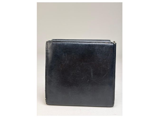 Céline Vintage Celine Leather Wallet Black Gold Snap - view 2