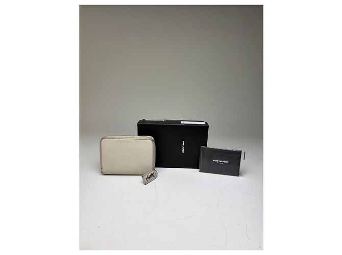 Autre Marque Vintage Sain Pebbled Leather Wallet Cream Silver - view 2
