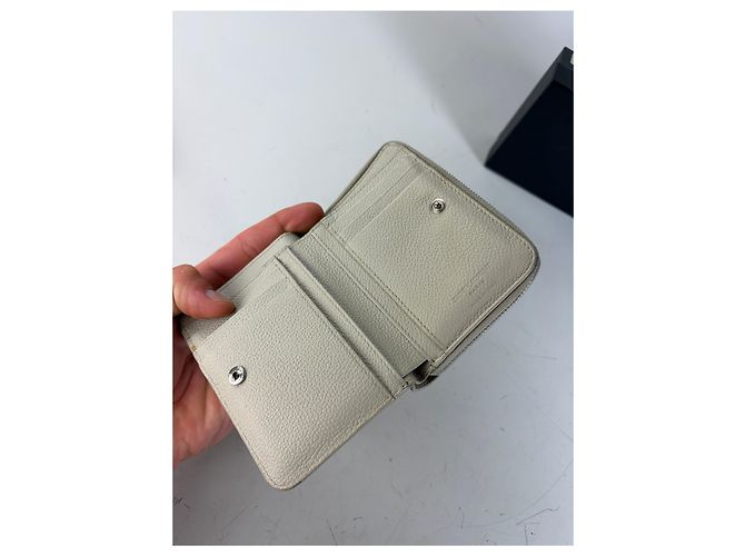 Autre Marque Vintage Sain Pebbled Leather Wallet Cream Silver - view 4