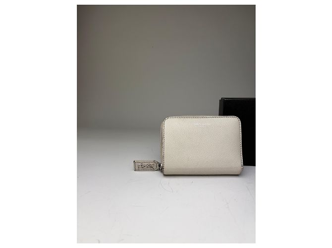 Autre Marque Vintage Sain Pebbled Leather Wallet Cream Silver - view 6