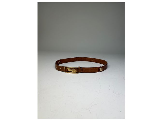 Céline Vintage Celine Ledergürtel Braun Goldene Schnalle - Ansicht 11