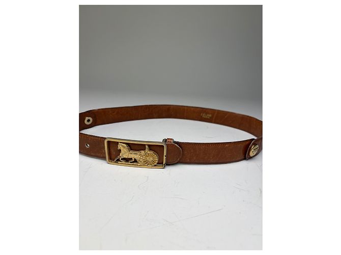 Céline Vintage Celine Ledergürtel Braun Goldene Schnalle - Ansicht 4