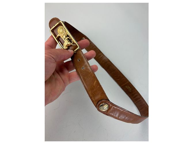 Céline Vintage Celine Ledergürtel Braun Goldene Schnalle - Ansicht 5