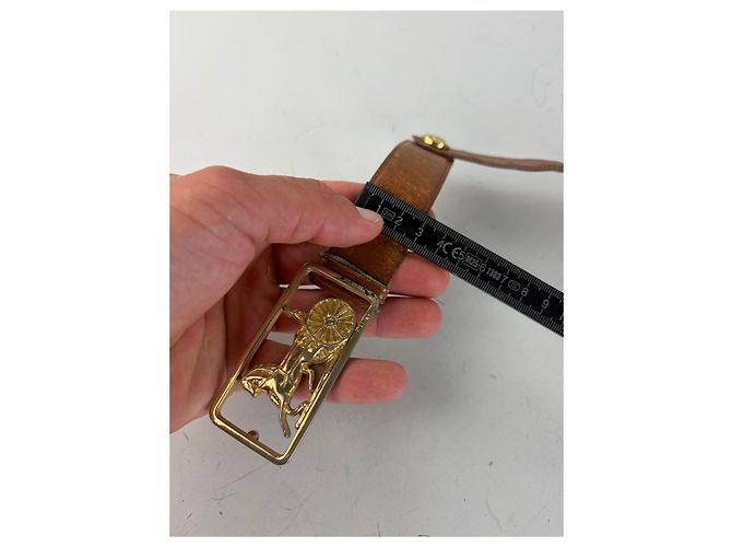 Céline Vintage Celine Ledergürtel Braun Goldene Schnalle - Ansicht 7