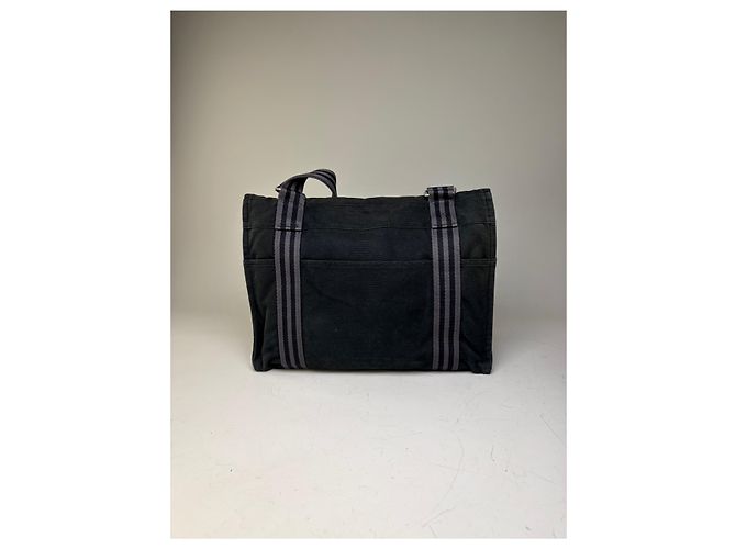 Hermès Vintage Hermes Canvas Messenger Bag Schwarz Silber - Ansicht 10