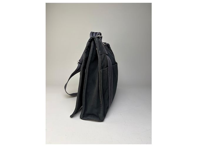 Hermès Vintage Hermes Canvas Messenger Bag Schwarz Silber - Ansicht 11