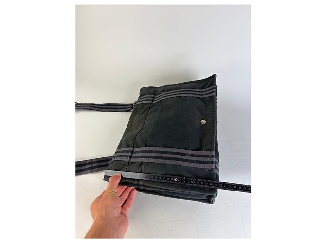 Hermès Vintage Hermes Canvas Messenger Bag Schwarz Silber - Ansicht 13