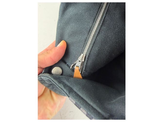 Hermès Vintage Hermes Canvas Messenger Bag Schwarz Silber - Ansicht 5