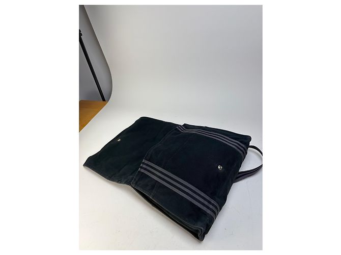 Hermès Vintage Hermes Canvas Messenger Bag Schwarz Silber - Ansicht 6