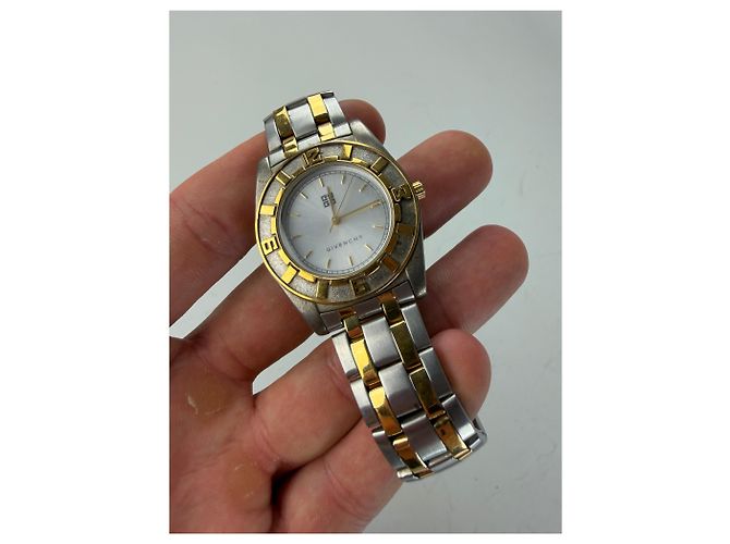 Vintage Givenchy Armbanduhr aus Edelstahl Silber Gold - Ansicht 6
