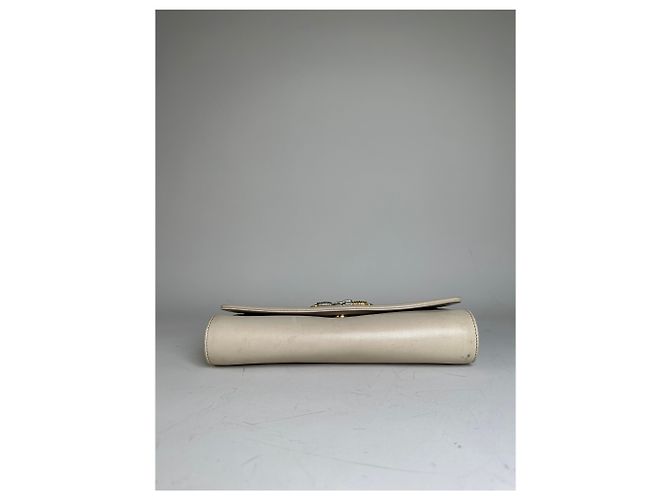 Céline Vintage Celine Leder Schultertasche Creme Gold Beige - Ansicht 12