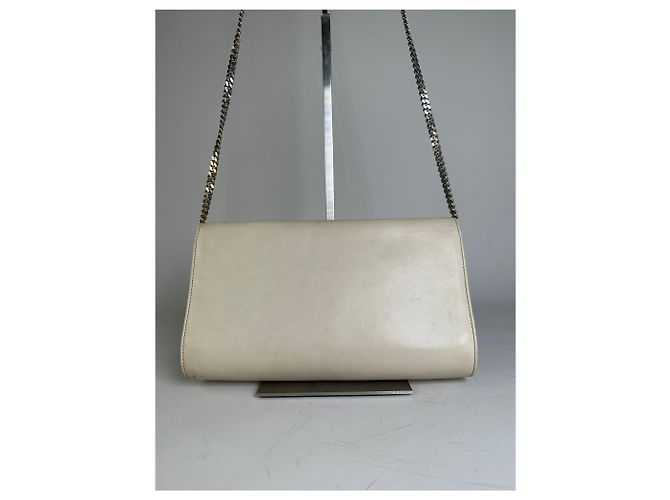 Céline Vintage Celine Leder Schultertasche Creme Gold Beige - Ansicht 15