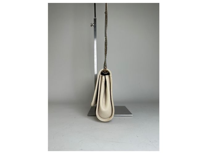 Céline Vintage Celine Leder Schultertasche Creme Gold Beige - Ansicht 7