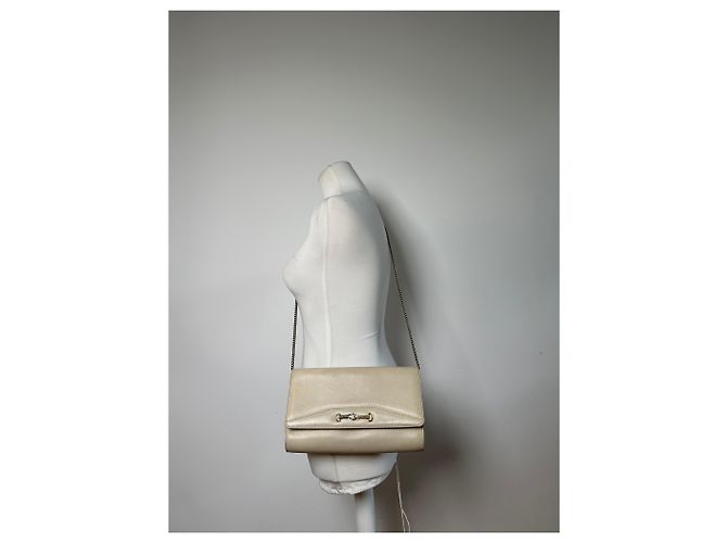 Céline Vintage Celine Leder Schultertasche Creme Gold Beige - Ansicht 8