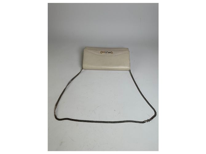 Céline Vintage Celine Leder Schultertasche Creme Gold Beige - Ansicht 9