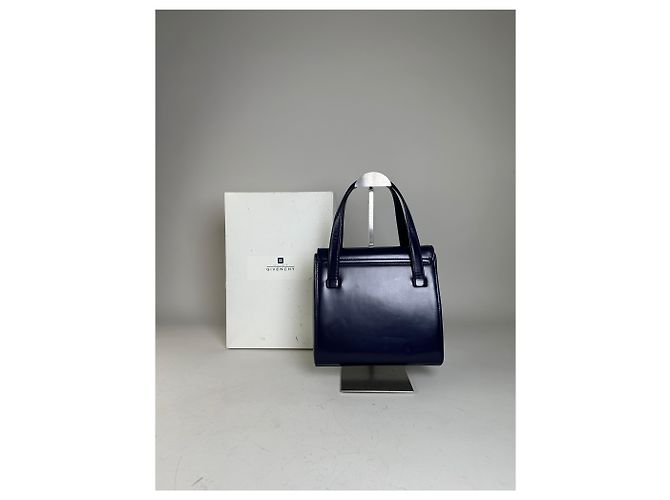Vintage Givenchy 4G Logo Leder Tasche Marineblau Gold - Ansicht 2